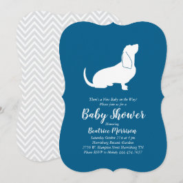 Basset Hound Hund Baby Shower Boy Blue Inbjudningar