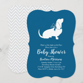 Basset Hound Hund Baby Shower Boy Blue Inbjudningar