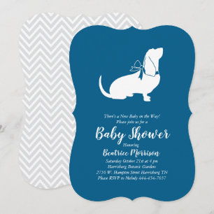 Basset Hound Hund Baby Shower Boy Blue Inbjudningar