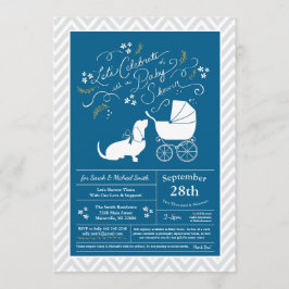 Basset Hound Hund Baby Shower Boy Blue Inbjudningar