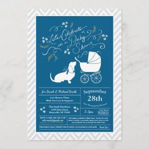 Basset Hound Hund Baby Shower Boy Blue Inbjudningar