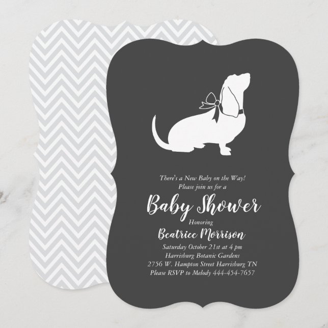Basset Hound Hund Baby Shower Gender Neutral Inbjudningar (Fram/baksida)