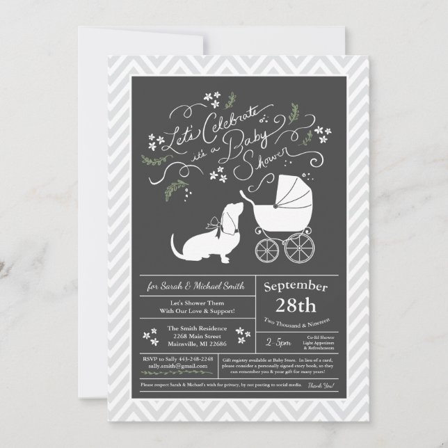 Basset Hound Hund Baby Shower Gender Neutral Inbjudningar (Framsida)