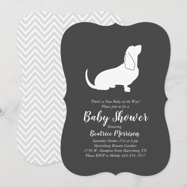 Basset Hound Hund Baby Shower Gender Neutral Inbjudningar (Fram/baksida)