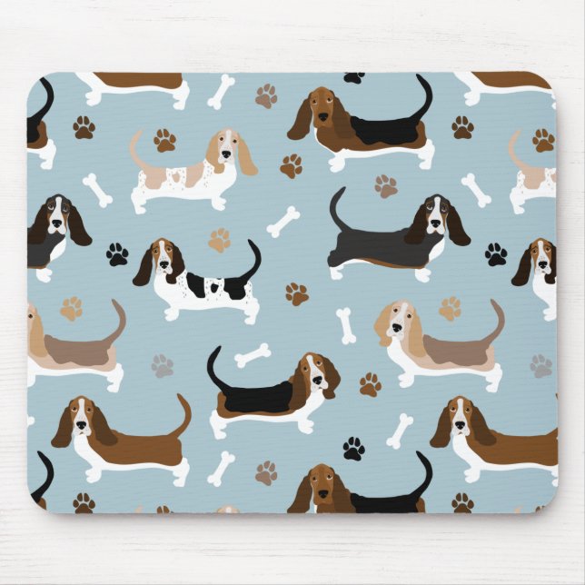 Basset Hound Hund Ben och Tassar Musmatta (Framsidan)