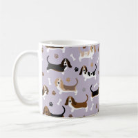 Basset Hound Hund Bones och Tass Coffee Mugg