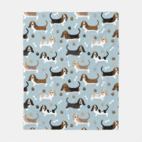 Basset Hound Hund Bones och Tass Fleece Blanket