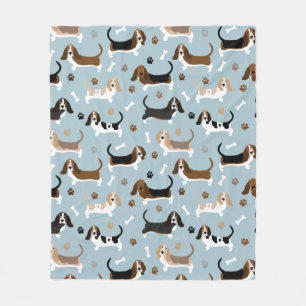 Basset Hound Hund Bones och Tass Fleece Blanket