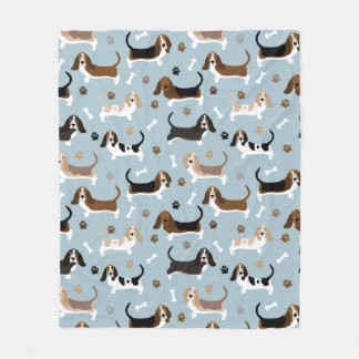 Basset Hound Hund Bones och Tass Fleece Blanket