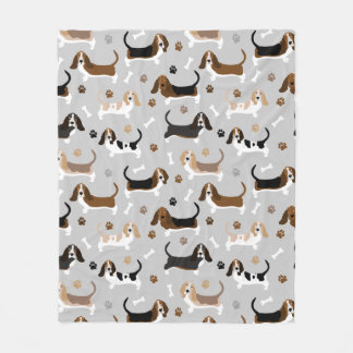 Basset Hound Hund Bones och Tass Fleecefilt