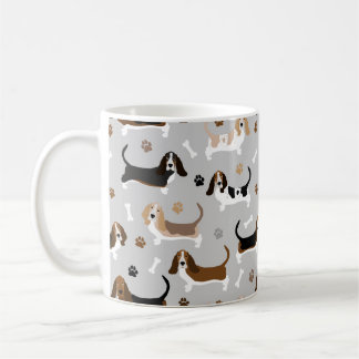Basset Hound Hund Bones och Tass Kaffemugg