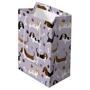 Basset Hound Hund Bones och Tass Medium Gift Bag B