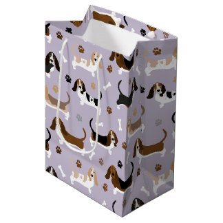 Basset Hound Hund Bones och Tass Medium Gift Bag B