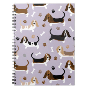 Basset Hound Hund Bones och Tass Notebook Anteckningsbok