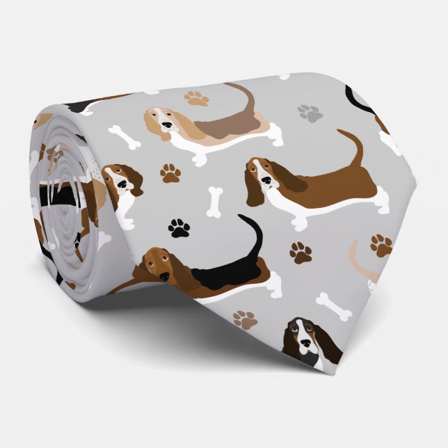 Basset Hound Hund Bones och Tass Slips (Rullad)