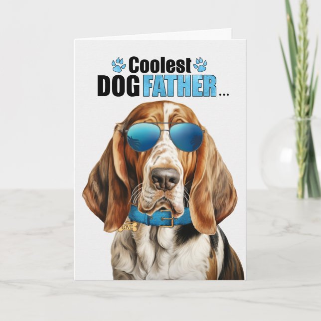 Basset Hound Hund Coolest Pappa Fars dag Helgkort (Framsida)