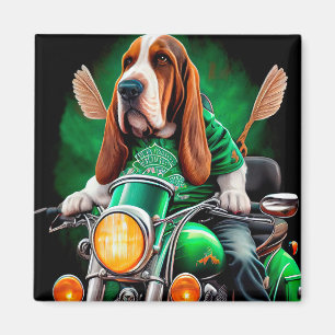 Basset Hound Hund Cycle St. Patrick's Day Magnet