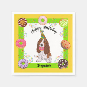 Basset Hound hund Födelsedagsfest Napkin Pappersservett
