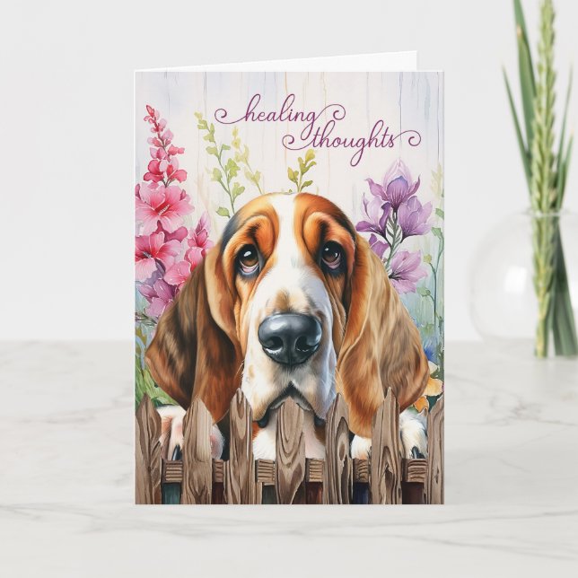 Basset Hound Hund Garden Gladiolus kommer bra Kort (Framsida)