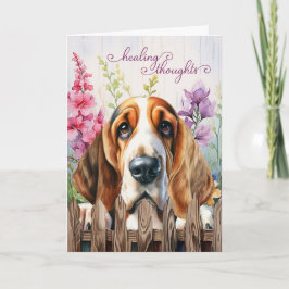 Basset Hound Hund Garden Gladiolus kommer bra Kort