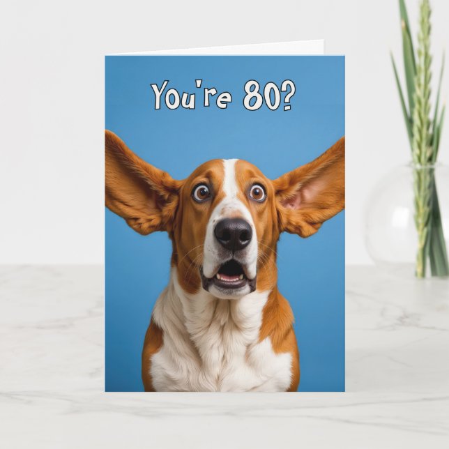 Basset Hound Hund Humor 80-årsdag Kort (Framsida)