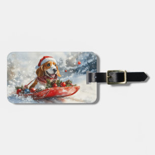 Basset Hound Hund i släde Låt det snöa Jul Bagagebricka