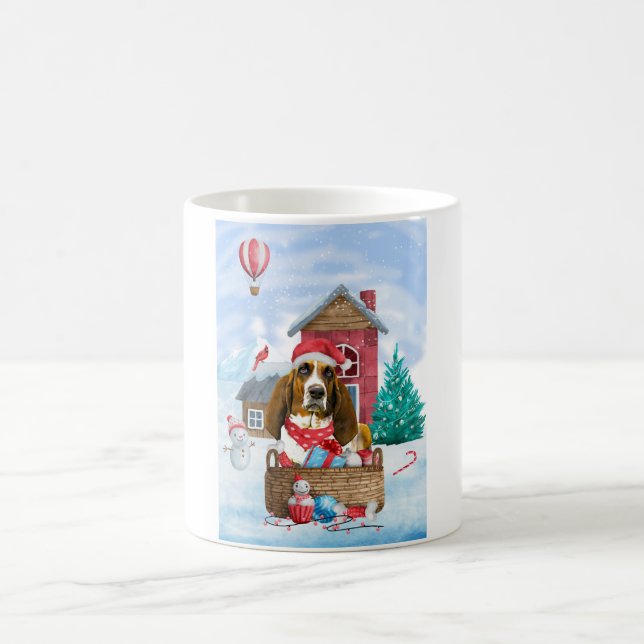 Basset Hound Hund I snö Hund House Kaffemugg (Center)