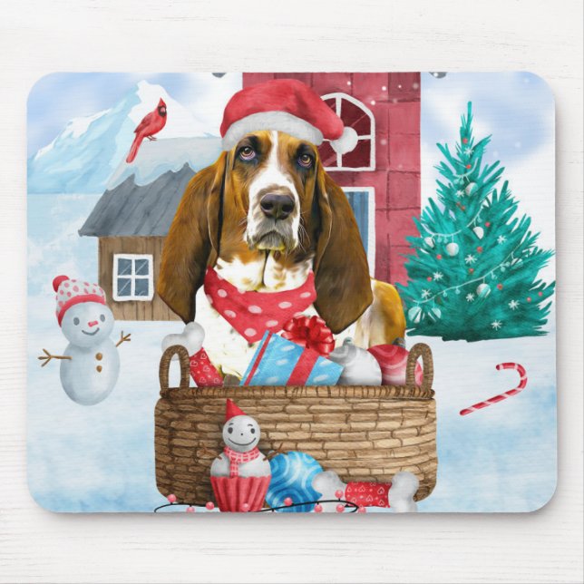 Basset Hound Hund I snö Hund House Musmatta (Framsidan)