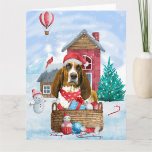 Basset Hound Hund I snö Jul Hund Hus Kort