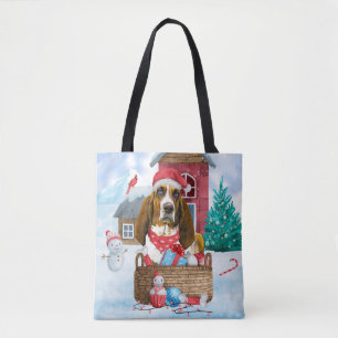 Basset Hound Hund I snö Jul Hund Hus Tygkasse