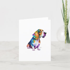 Basset Hound-Hund i vattenfärg och penna Helgkort
