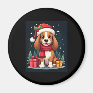 Basset Hound Hund-julutseendet Santa Hat Hund X Magnet