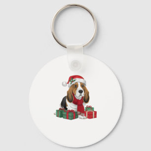 Basset Hound Hund-julutseendet Santa Hat Hund X Nyckelring