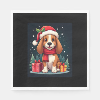 Basset Hound Hund-julutseendet Santa Hat Hund X Pappersservett