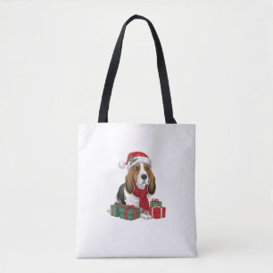 Basset Hound Hund-julutseendet Santa Hat Hund X Tygkasse
