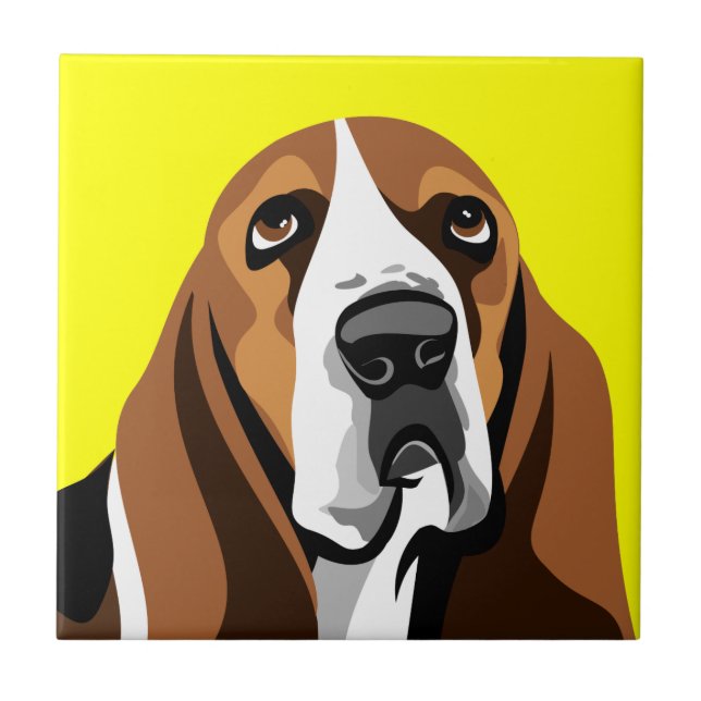 Basset Hound Hund Kakelplatta (Framsidan)