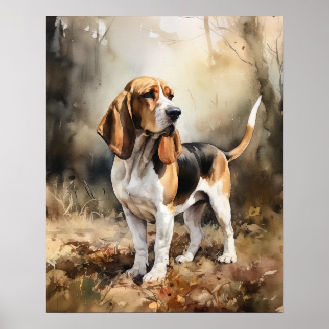 Basset Hound Hund Konsttryck Poster (Framsidan)