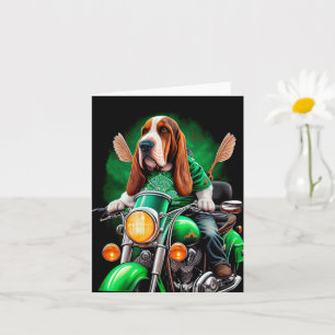 Basset Hound-hund kör cykel St. Patrick's Day Kort