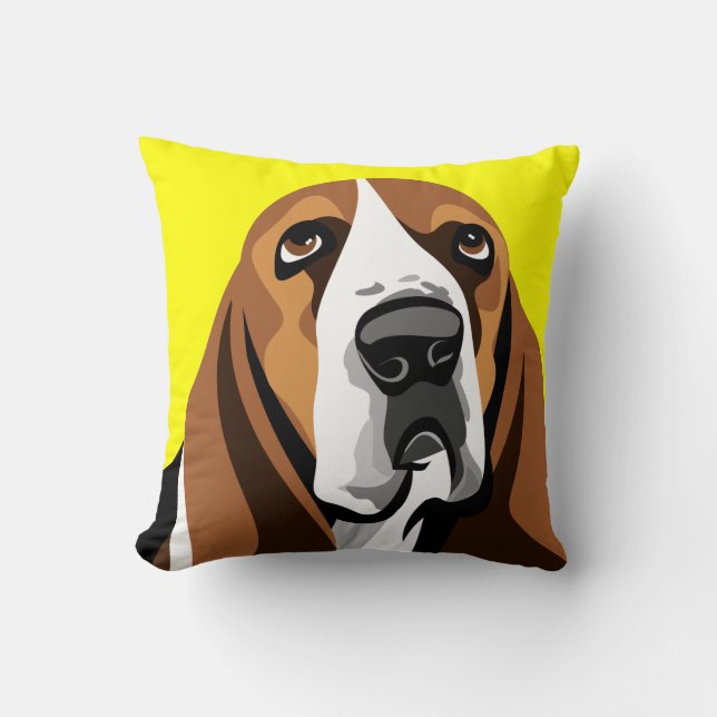 Basset Hound Hund Kudde (Framsida)