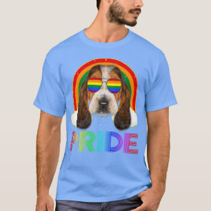 Basset Hound Hund LGBT Rainbow Gay Lesbisk Funny L T Shirt