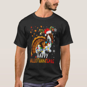 Basset Hound Hund Lycklig Hallothanksmas Family Ju T Shirt