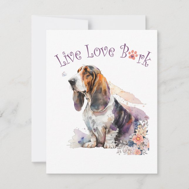 Basset Hound Hund Mamma Blommig Anteckningskort (Framsida)