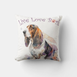 Basset Hound Hund Mamma Blommig Kudde