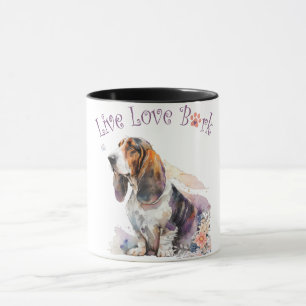 Basset Hound Hund Mamma Blommig Mugg