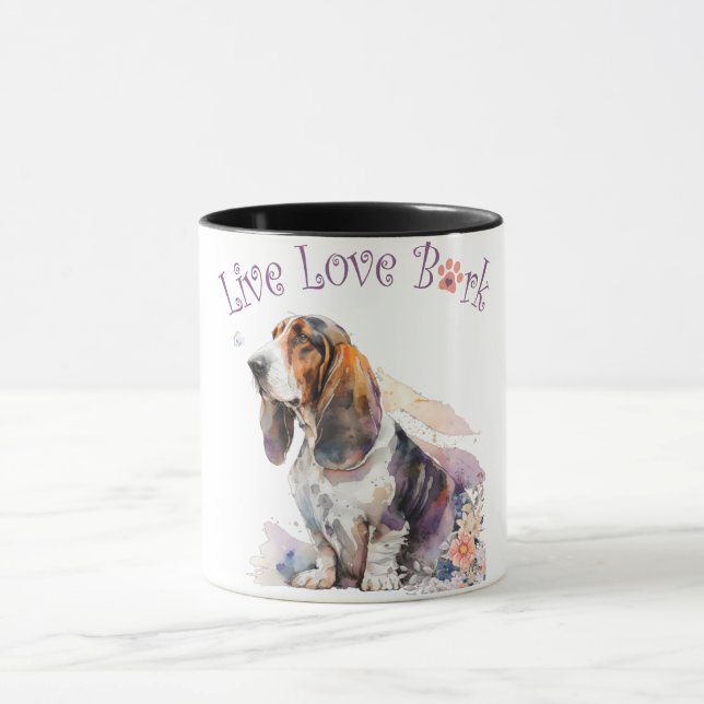Basset Hound Hund Mamma Blommig Mugg (Center)
