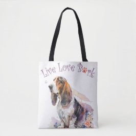 Basset Hound Hund Mamma Blommig Tygkasse