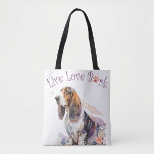 Basset Hound Hund Mamma Blommig Tygkasse