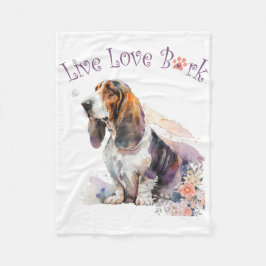Basset Hound Hund Mamma Blommigt Fleecefilt