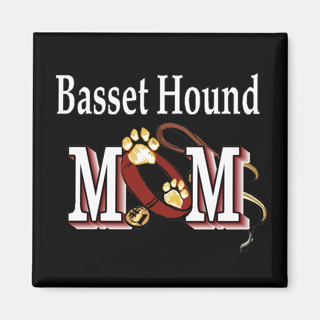 Basset Hound Hund MAMMA Magnet (Framsidan)