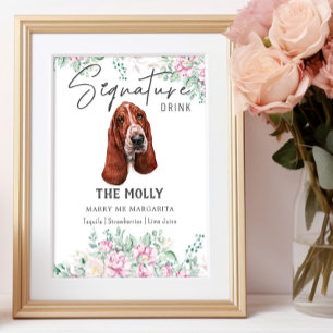 Basset Hound-Hund Namnteckning Drink-tecken Poster